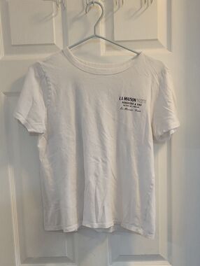Old Navy White Tee with Navy Chest Graphic